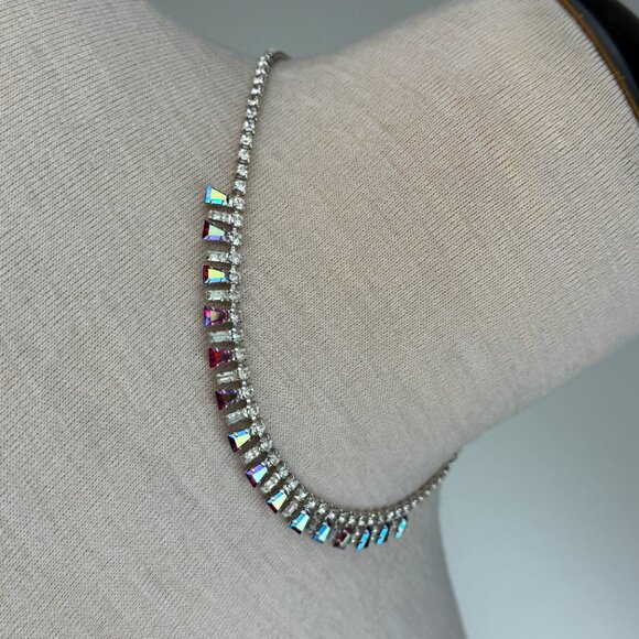 Stunning Vintage B David AB Red Rhinestone Full Parure Set Choker Bracelet Earri - Picture 9 of 16